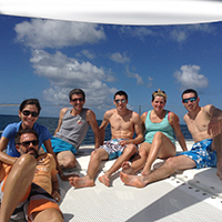 Group of friends having good time on their cruise