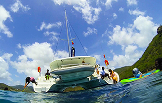 Friends and family enjoy their day, sailing charter in Antigua